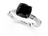 White gold Fancy Black Cushion Cut Diamond Engagement Ring with Side Stone Accents and Four-Prong Setting_43