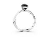 White gold Fancy Black Cushion Cut Diamond Engagement Ring with Side Stone Accents and Four-Prong Setting_45