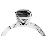 White gold Fancy Black Cushion Cut Diamond Engagement Ring with Side Stone Accents and Four-Prong Setting_46