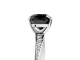 White gold Fancy Black Cushion Cut Diamond Engagement Ring with Side Stone Accents and Four-Prong Setting_47