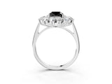White gold Fancy Black Cushion Cut Diamond Floral Double Halo Engagement Ring with Prong Setting_39