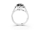 White gold Fancy Black Cushion Cut Diamond Floral Halo Split Shank Prong Setting Ring_15