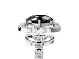 White gold Fancy Black Cushion Cut Diamond Floral Halo Split Shank Prong Setting Ring_17