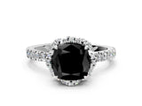 White gold Fancy Black Cushion Cut Diamond Halo Pave Band with Four-Prong Setting_27