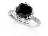 White gold Fancy Black Cushion Cut Diamond Halo Pave Band with Four-Prong Setting_28