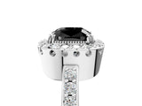 White gold Fancy Black Cushion Cut Diamond Halo Ring with Pavé Band and Prong Setting_29