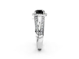 White gold Fancy Black Cushion Cut Diamond Halo Ring with Split Shank Pavé Band and Four-Prong Setting_38