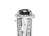 White gold Fancy Black Cushion Cut Diamond Halo Ring with Split Shank Pavé Band and Four-Prong Setting_43
