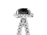 White gold Fancy Black Cushion Cut Diamond Halo Ring with Split Shank Pavé Band and Prong Setting_17