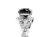 White gold Fancy Black Cushion Cut Diamond  Halo Twist Band Solitaire Prong Setting Ring_17