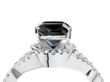 White gold Fancy Black Cushion Cut Diamond  Halo Twist Band Solitaire Prong Setting Ring_52