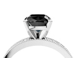 White gold Fancy Black Cushion Cut Diamond Milgrain Pavé Engagement Ring with Four-Prong Setting_4