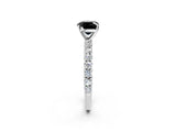 White gold Fancy Black Cushion Cut Diamond Pavé Band Solitaire Ring with Prong Setting_26