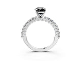 White gold Fancy Black Cushion Cut Diamond Pavé Band Solitaire Ring with Prong Setting_27