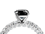 White gold Fancy Black Cushion Cut Diamond Pavé Band Solitaire Ring with Prong Setting_28