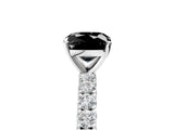 White gold Fancy Black Cushion Cut Diamond Pavé Band Solitaire Ring with Prong Setting_29
