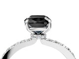White gold Fancy Black Cushion Cut Diamond Pavé Engagement Ring with Round  Accents and Prong Setting_28