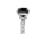 White gold Fancy Black Cushion Cut Diamond Pavé Engagement Ring with Round  Accents and Prong Setting_29