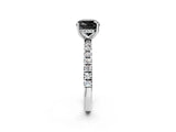White gold Fancy Black Cushion Cut Diamond Pave Band Solitaire Ring with Round  and Prong Setting_74