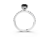 White gold Fancy Black Cushion Cut Diamond Pave Band Solitaire Ring with Round  and Prong Setting_75
