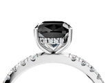 White gold Fancy Black Cushion Cut Diamond Pave Band Solitaire Ring with Round  and Prong Setting_76