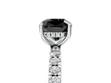 White gold Fancy Black Cushion Cut Diamond Pave Band Solitaire Ring with Round  and Prong Setting_77