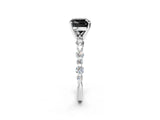 White gold Fancy Black Cushion Cut Diamond Prong Set Engagement Ring with Pave Band_2