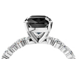White gold Fancy Black Cushion Cut Diamond Prong Set Engagement Ring with Pave Band_4
