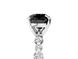 White gold Fancy Black Cushion Cut Diamond Prong Set Engagement Ring with Pave Band_5