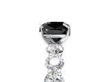 White gold Fancy Black Cushion Cut Diamond Prong Setting with Side Stones on a Pave Band_5