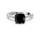 White gold Fancy Black Cushion Cut Diamond Ring with Marquise and Round  Side Stones and Four-Prong Setting_48