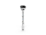 White gold Fancy Black Cushion Cut Diamond Ring with Marquise and Round  Side Stones and Four-Prong Setting_50