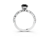 White gold Fancy Black Cushion Cut Diamond Ring with Marquise and Round  Side Stones and Four-Prong Setting_51