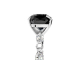 White gold Fancy Black Cushion Cut Diamond Ring with Marquise and Round  Side Stones and Four-Prong Setting_53