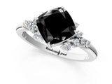 White gold Fancy Black Cushion Cut Diamond Ring with Side Stones and Four-Prong Setting_61