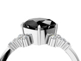 White gold Fancy Black Cushion Cut Diamond Ring with Side Stones and Four-Prong Setting_64