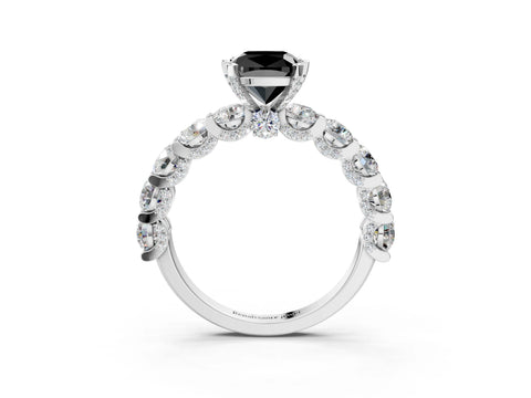 White gold Fancy Black Cushion Cut Diamond Side Stone Engagement Ring with Four-Prong Setting_27