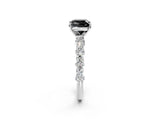 White gold Fancy Black Cushion Cut Diamond Side Stone Solitaire Ring with Round  and Four-Prong Setting_14