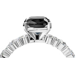 White gold Fancy Black Cushion Cut Diamond Side Stone Solitaire Ring with Round  and Four-Prong Setting_16