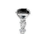 White gold Fancy Black Cushion Cut Diamond Side Stone Solitaire Ring with Round  and Four-Prong Setting_17