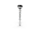 White gold Fancy Black Cushion Cut Diamond Side Stone Solitaire Ring with Round  and Four-Prong Setting_50