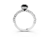 White gold Fancy Black Cushion Cut Diamond Side Stone Solitaire Ring with Round  and Four-Prong Setting_51