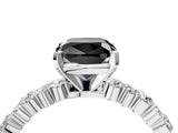White gold Fancy Black Cushion Cut Diamond Side Stone Solitaire Ring with Round  and Four-Prong Setting_52