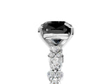 White gold Fancy Black Cushion Cut Diamond Side Stone Solitaire Ring with Round  and Four-Prong Setting_53