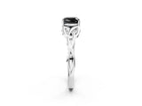 White gold Fancy Black Cushion Cut Diamond Solitaire Engagement Ring with Celtic Knot Band and Four-Prong Setting_2