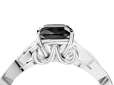 White gold Fancy Black Cushion Cut Diamond Solitaire Engagement Ring with Celtic Knot Band and Four-Prong Setting_4