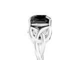 White gold Fancy Black Cushion Cut Diamond Solitaire Engagement Ring with Celtic Knot Band and Four-Prong Setting_5