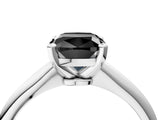 White gold Fancy Black Cushion Cut Diamond Solitaire Engagement Ring with Classic Band and Four-Prong Setting_28