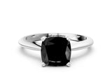 White gold Fancy Black Cushion Cut Diamond Solitaire Engagement Ring with Classic Band and Four-Prong Setting_36