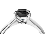 White gold Fancy Black Cushion Cut Diamond Solitaire Engagement Ring with Classic Band and Four-Prong Setting_40